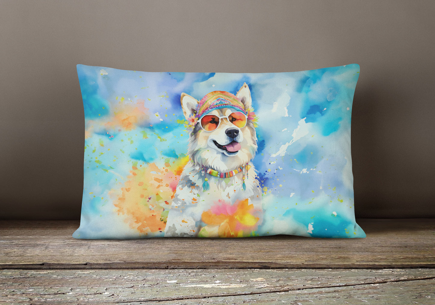 Alaskan Malamute Hippie Dawg Throw Pillow