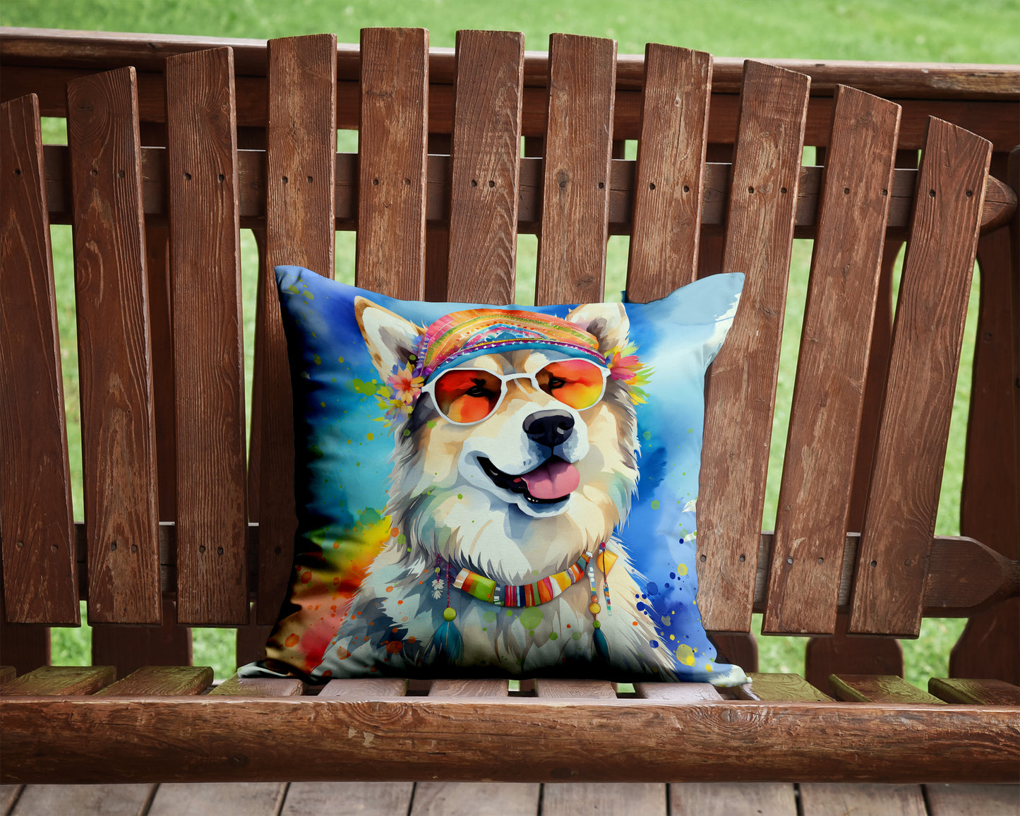 Alaskan Malamute Hippie Dawg Throw Pillow