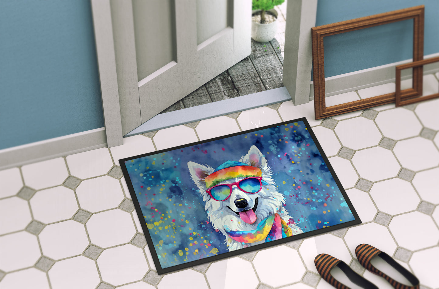 American Eskimo Hippie Dawg Doormat