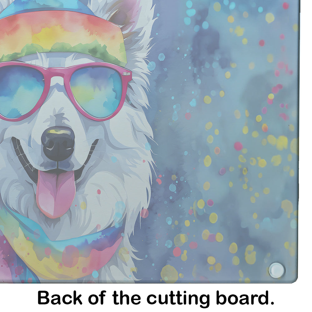 American Eskimo Hippie Dawg Glass Cutting Board