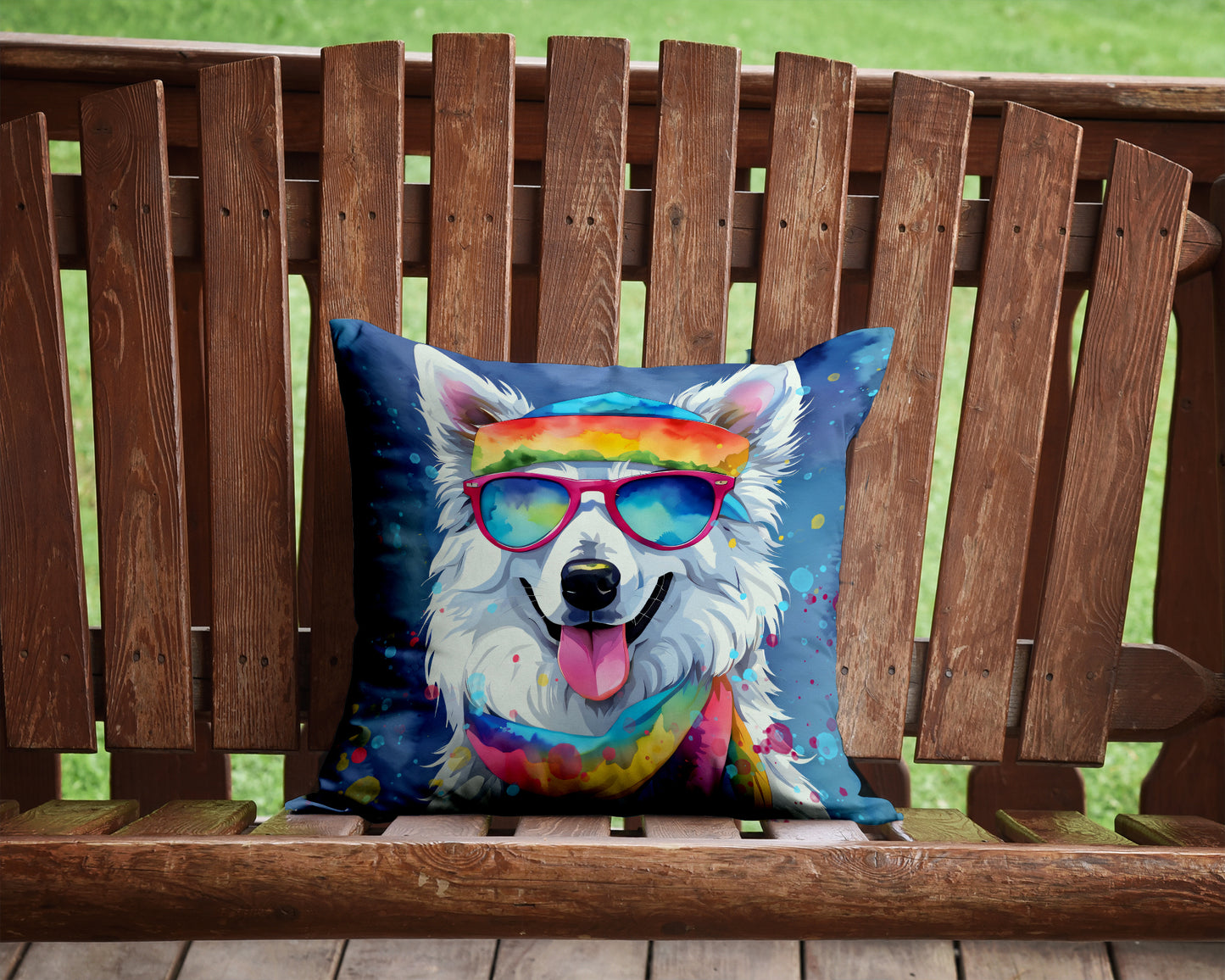 American Eskimo Hippie Dawg Throw Pillow