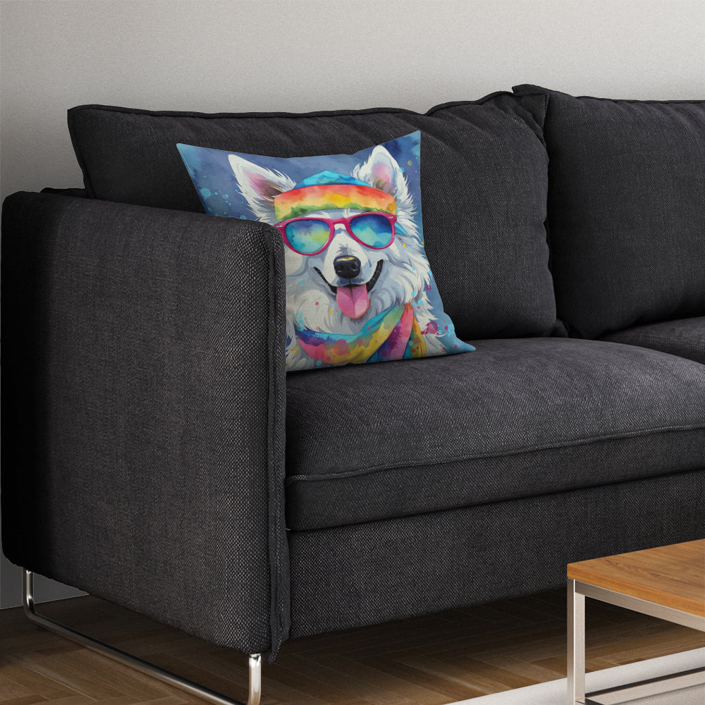 American Eskimo Hippie Dawg Throw Pillow