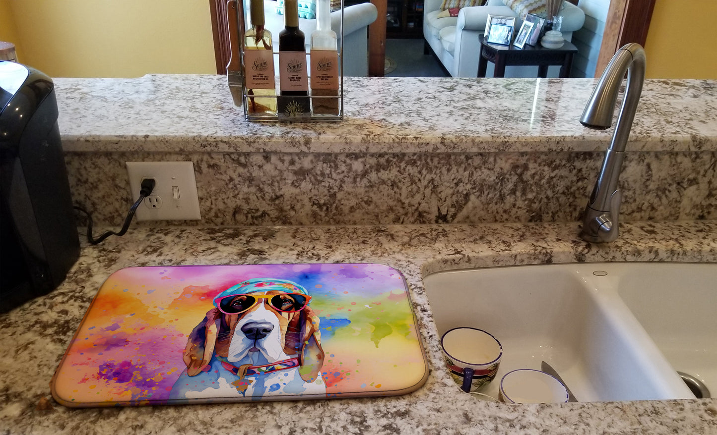 Basset Hound Hippie Dawg Dish Drying Mat