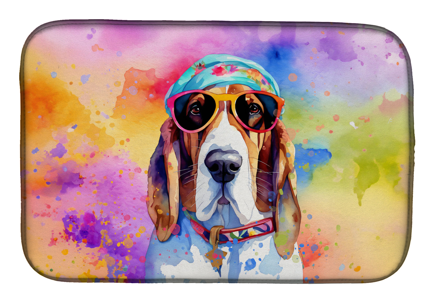 Buy this Basset Hound Hippie Dawg Dish Drying Mat