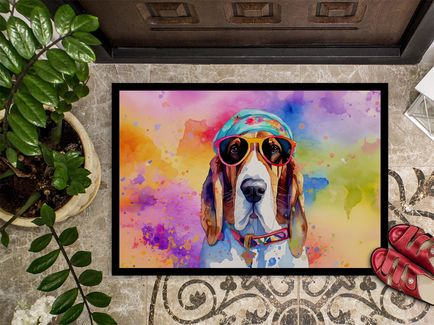 Basset Hound Hippie Dawg Doormat