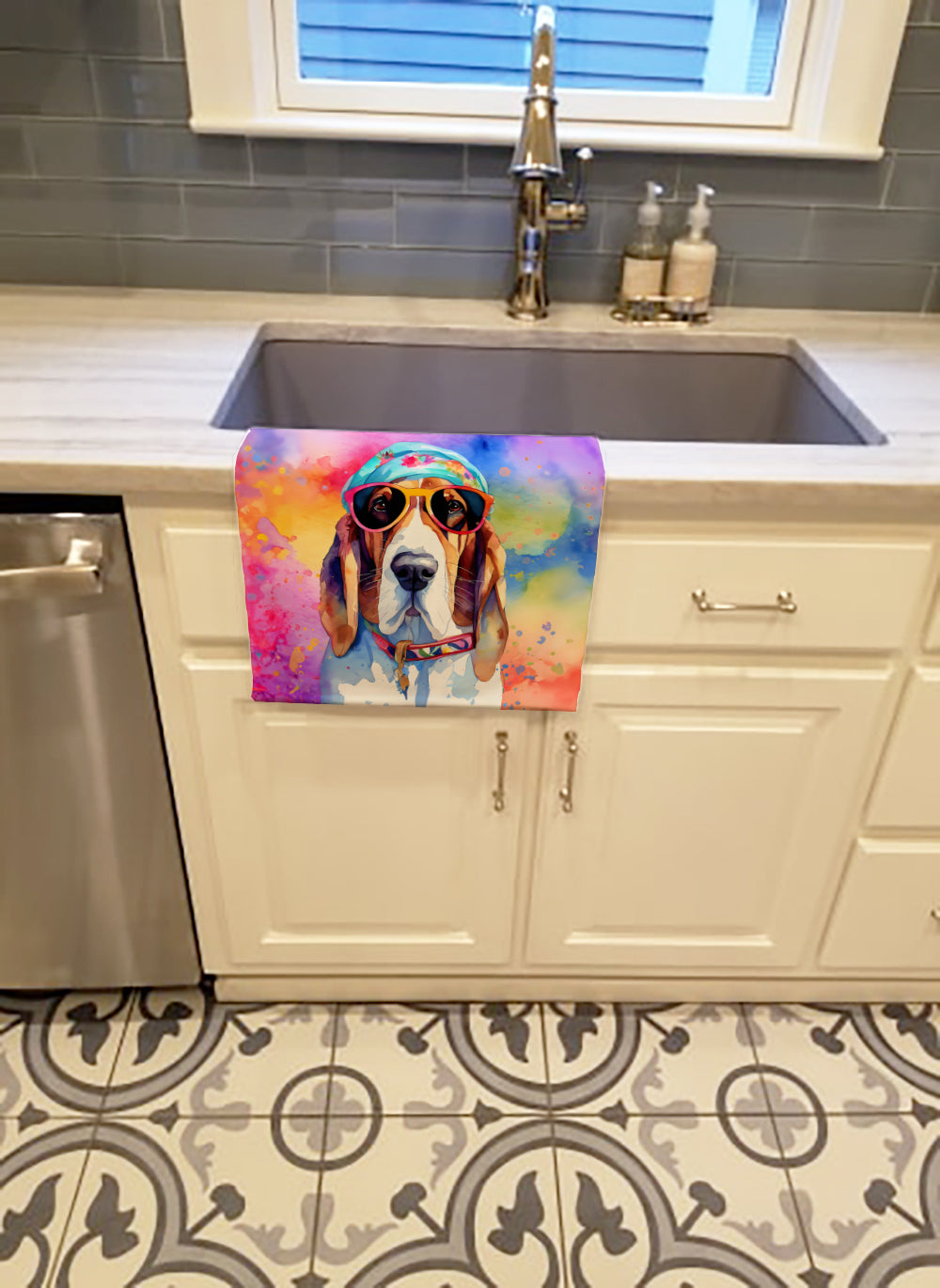 Basset Hound Hippie Dawg Kitchen Towel