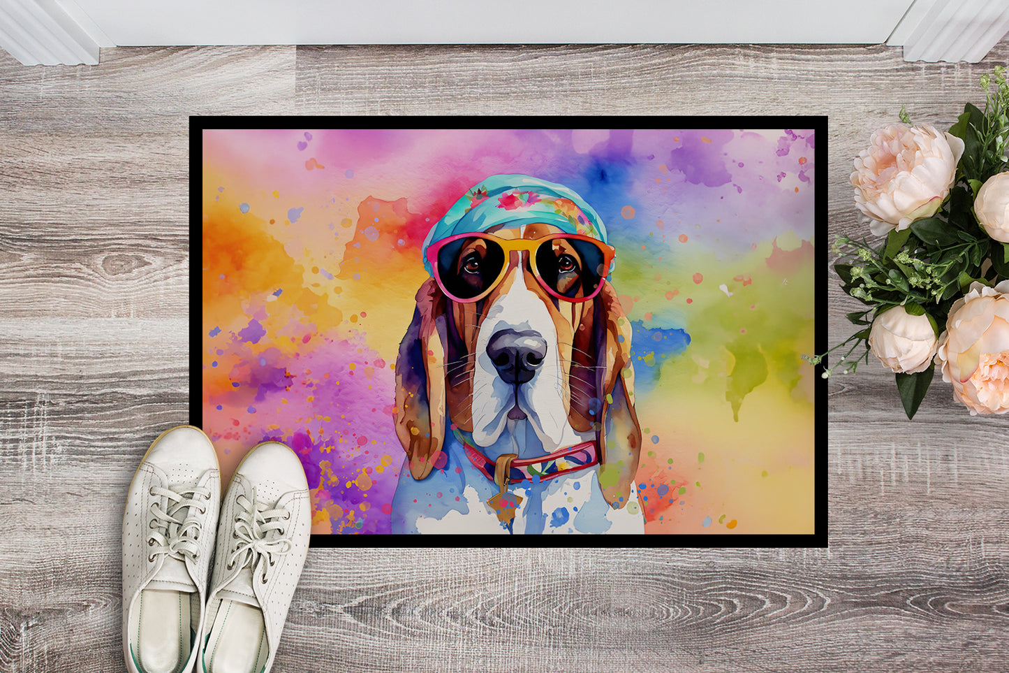 Basset Hound Hippie Dawg Doormat