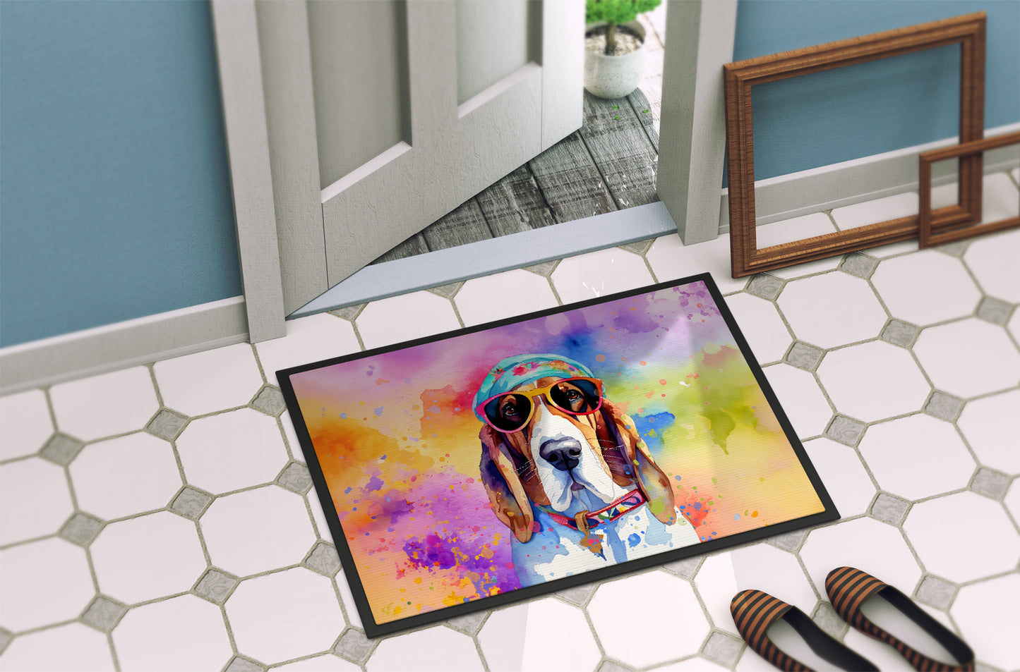 Basset Hound Hippie Dawg Doormat