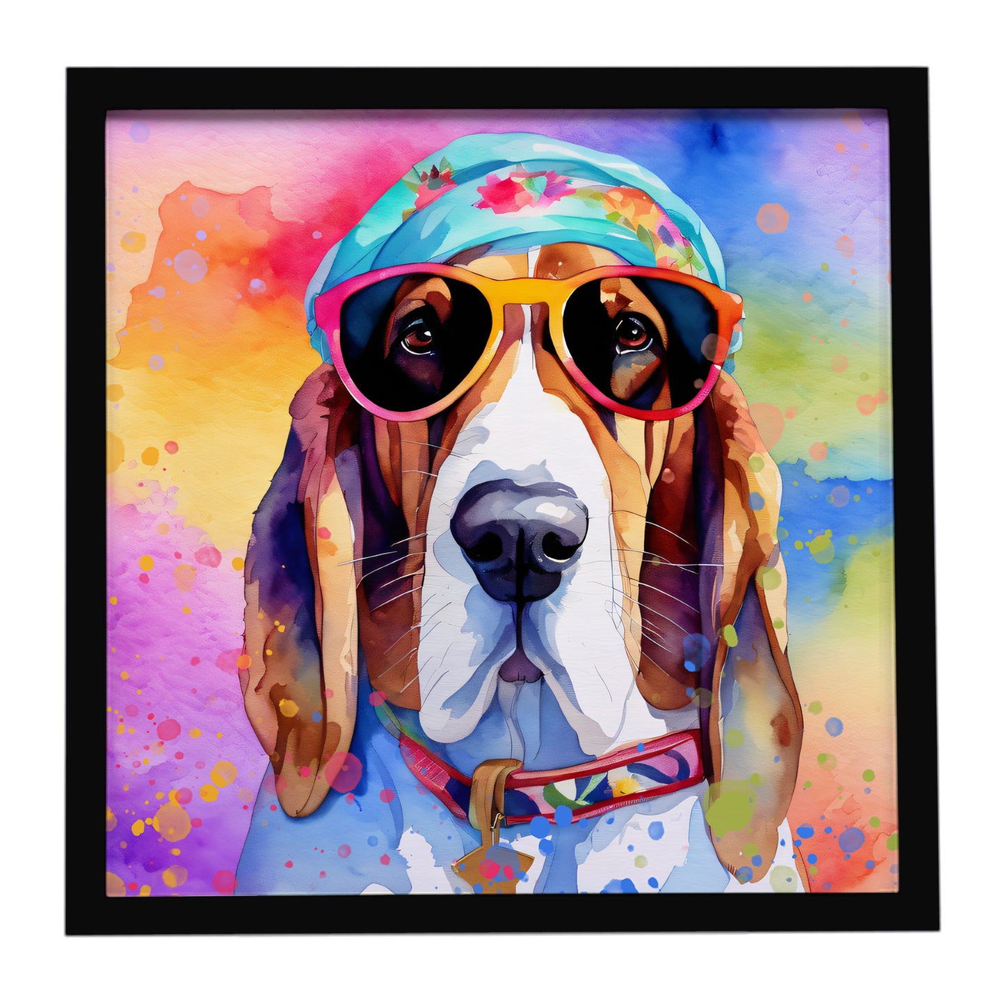 Buy this Basset Hound Hippie Dawg Framed Metal Print