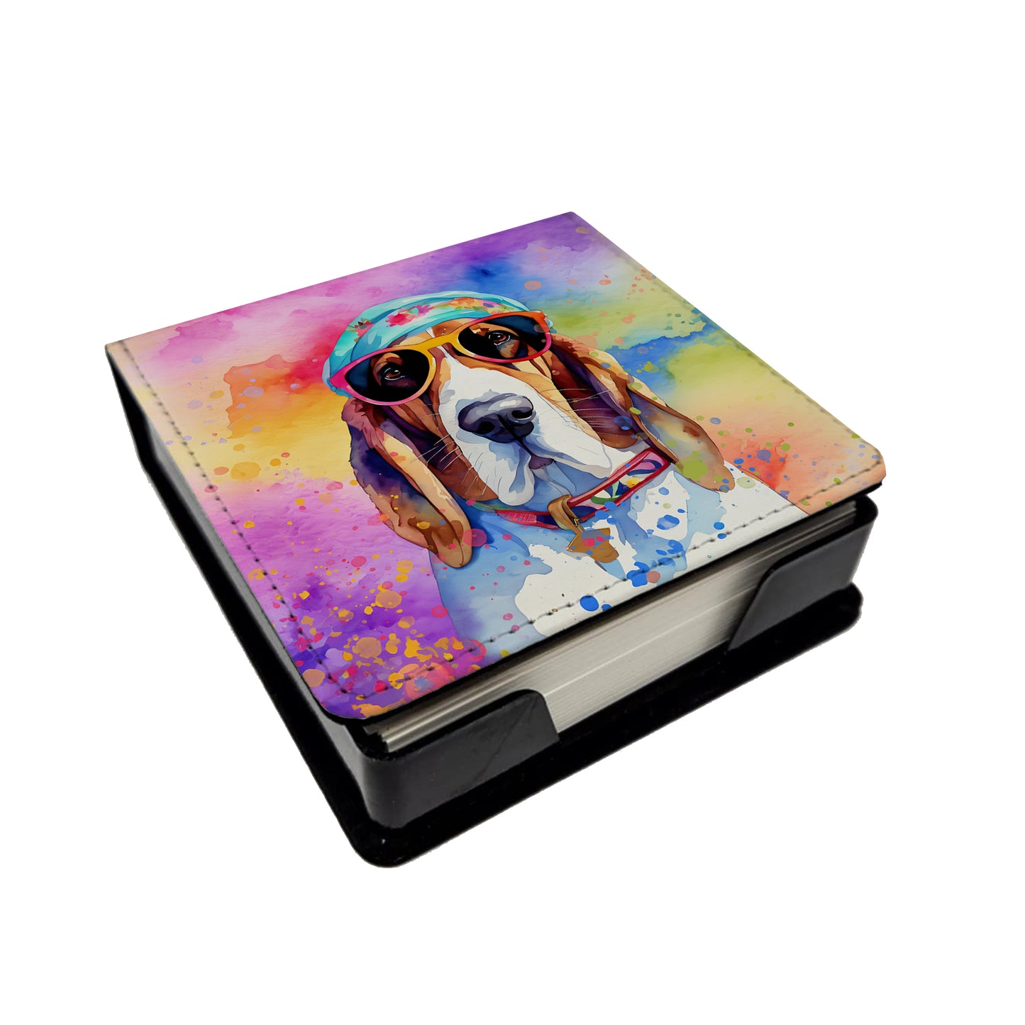 Buy this Basset Hound Hippie Dawg PU Leather Note Paper Holder