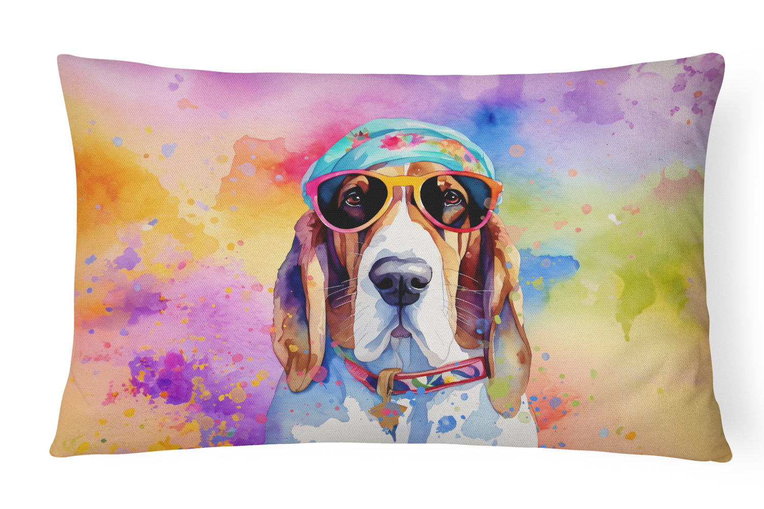 Buy this Basset Hound Hippie Dawg Throw Pillow