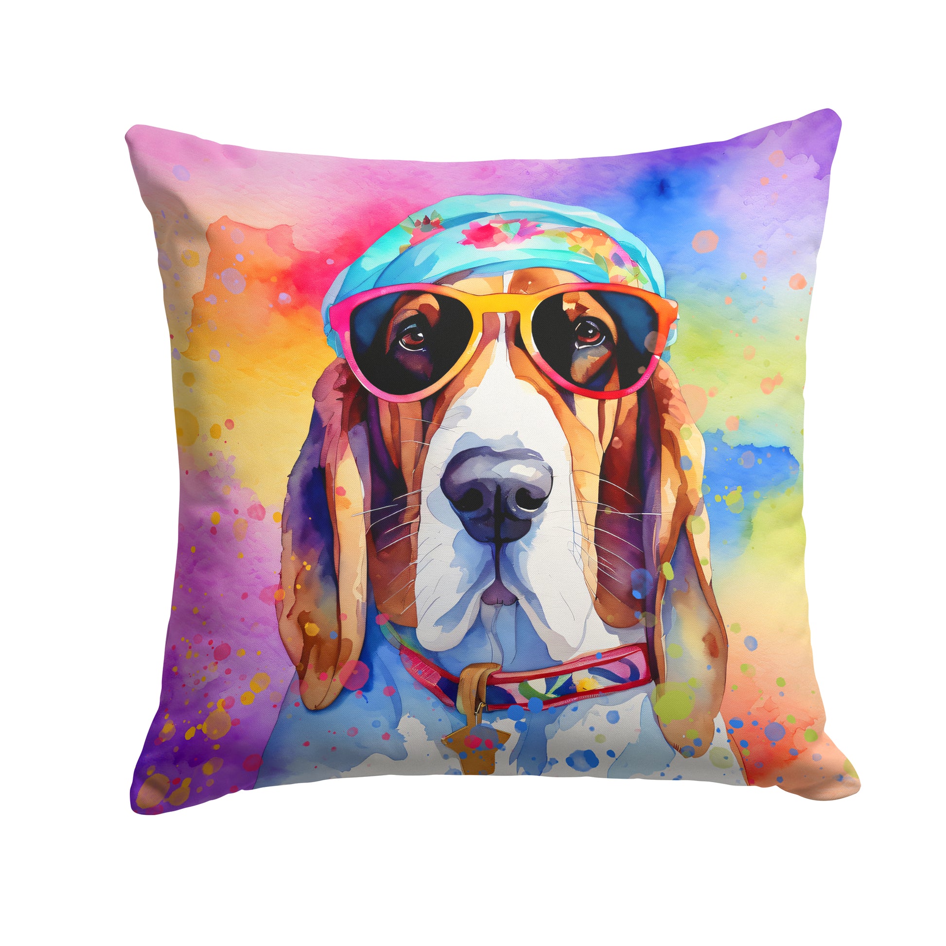 Buy this Basset Hound Hippie Dawg Throw Pillow