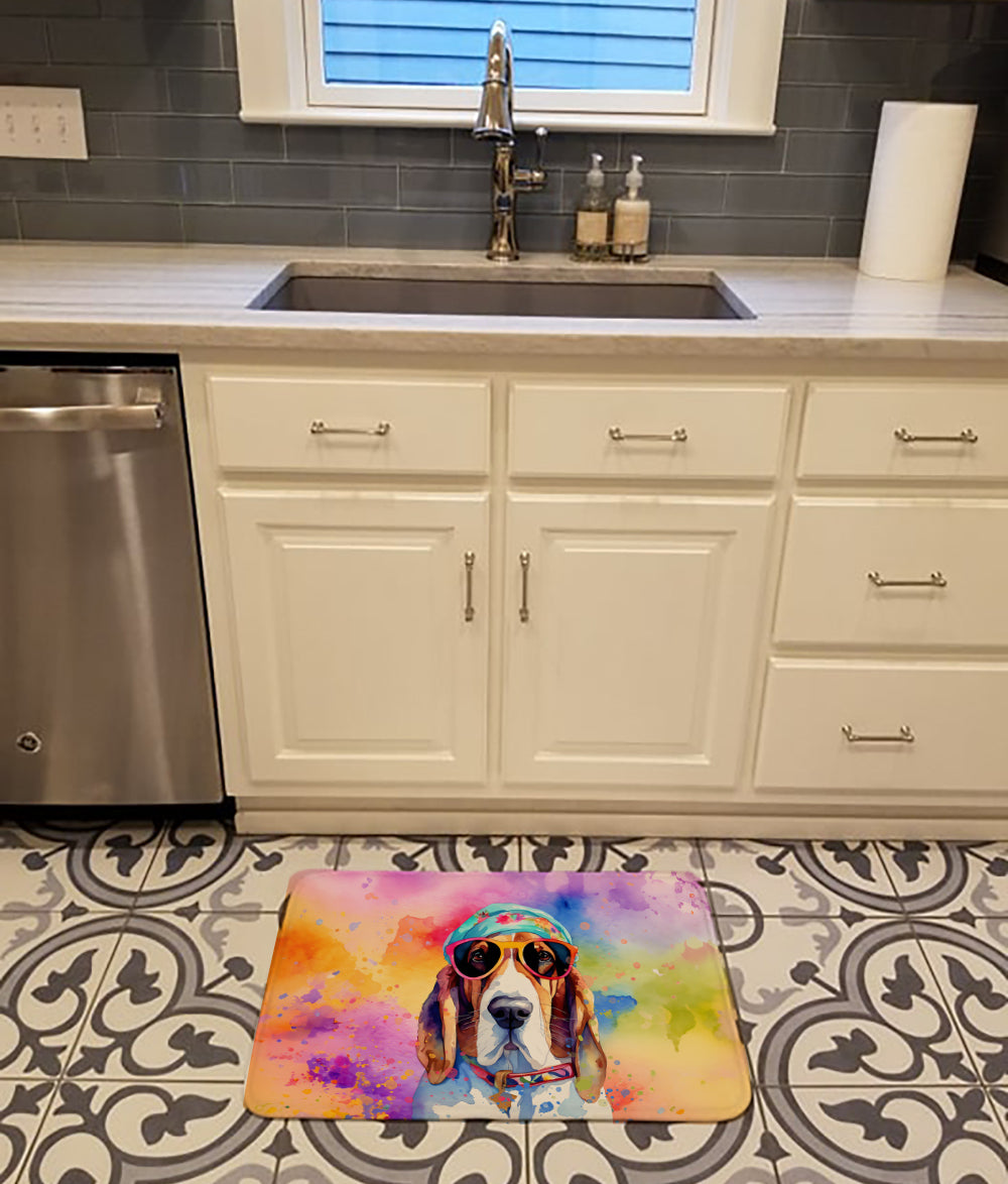 Basset Hound Hippie Dawg Memory Foam Kitchen Mat