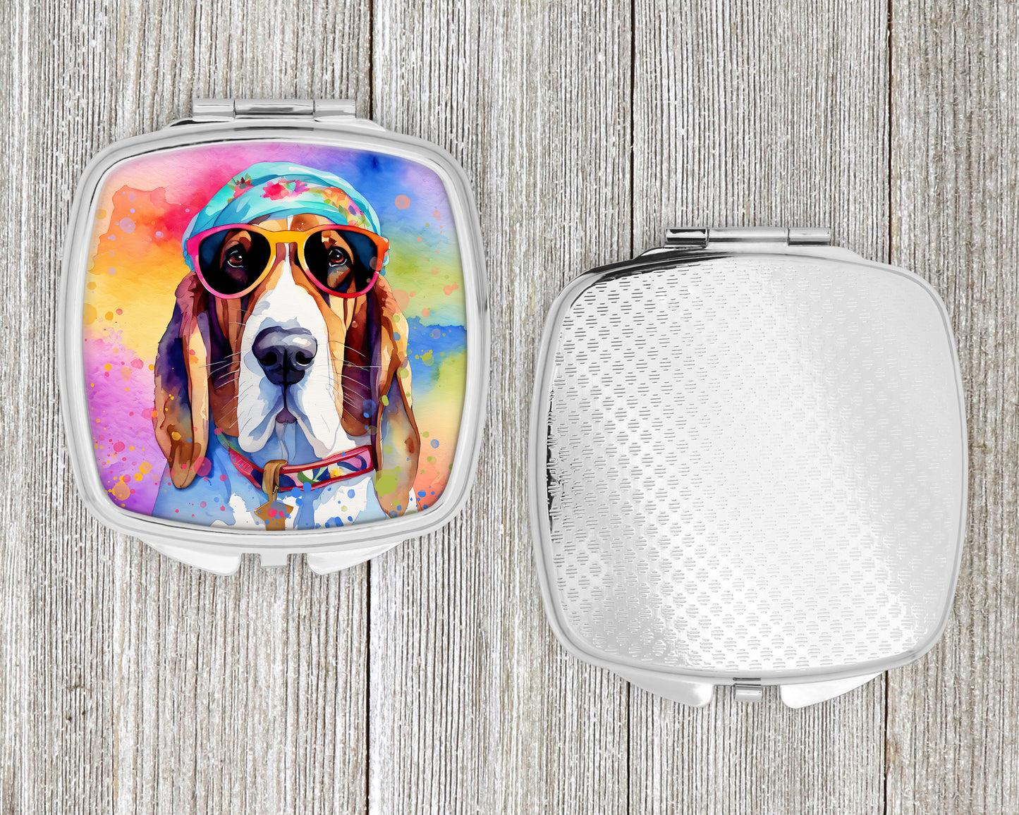 Basset Hound Hippie Dawg Compact Mirror