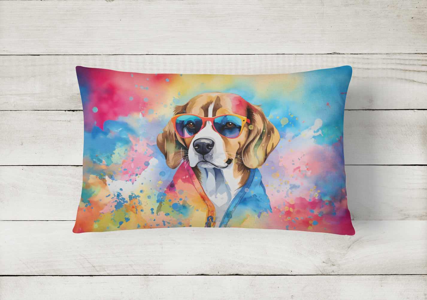 Beagle Hippie Dawg Throw Pillow