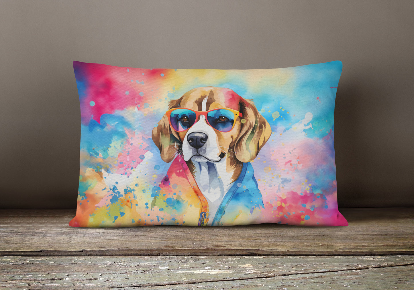 Beagle Hippie Dawg Throw Pillow