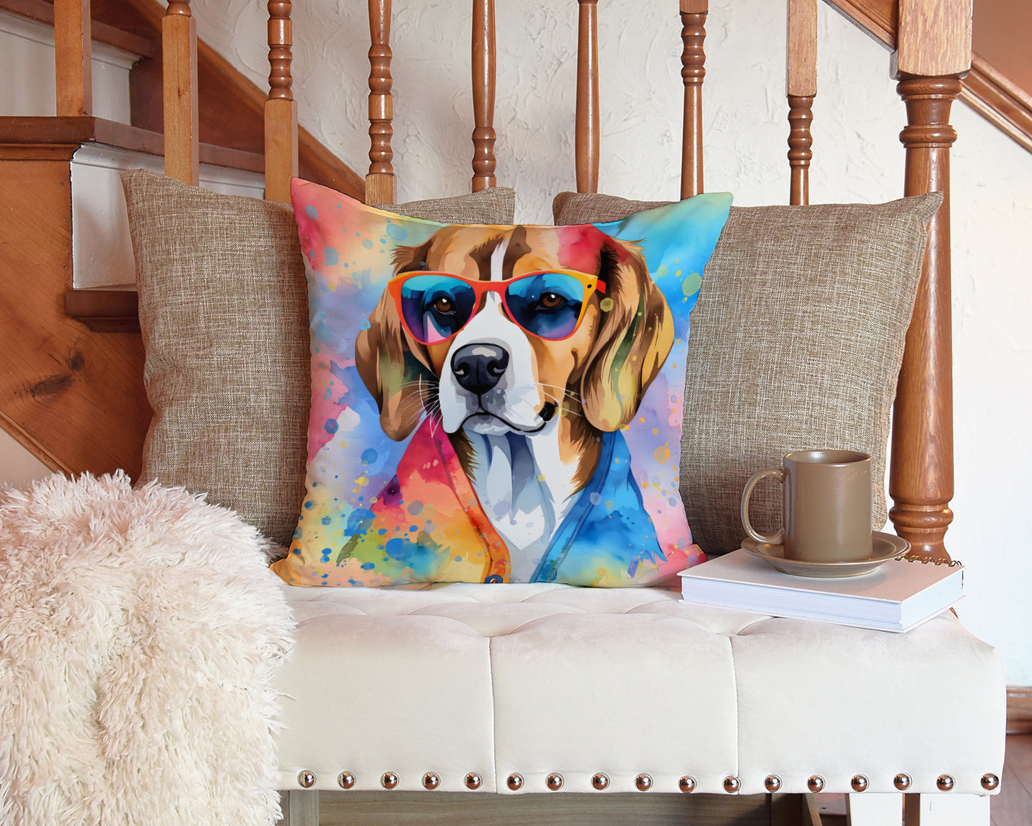 Beagle Hippie Dawg Throw Pillow