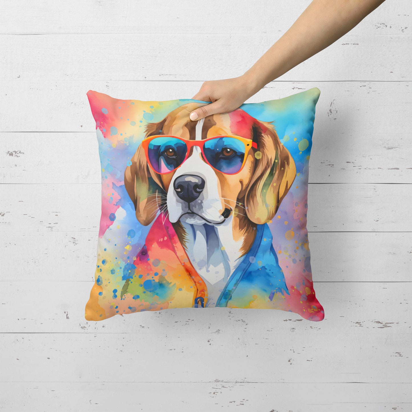 Beagle Hippie Dawg Throw Pillow