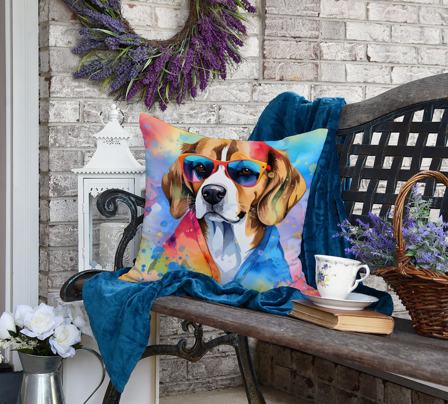 Beagle Hippie Dawg Throw Pillow