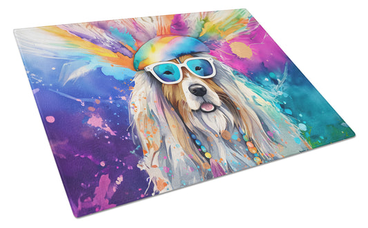 Buy this Bearded Collie Hippie Dawg Glass Cutting Board