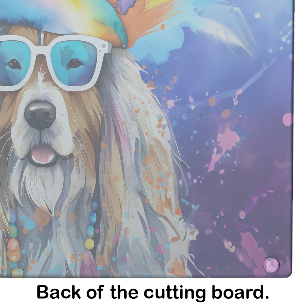 Bearded Collie Hippie Dawg Glass Cutting Board