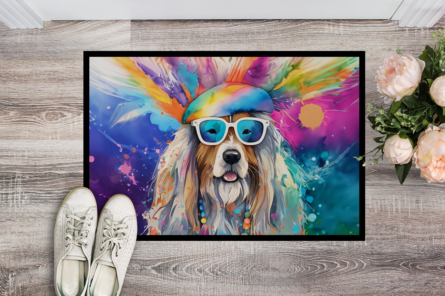 Bearded Collie Hippie Dawg Doormat