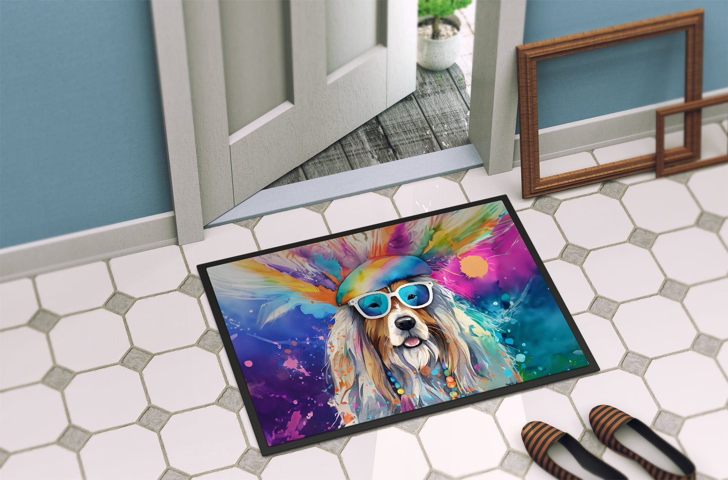 Bearded Collie Hippie Dawg Doormat