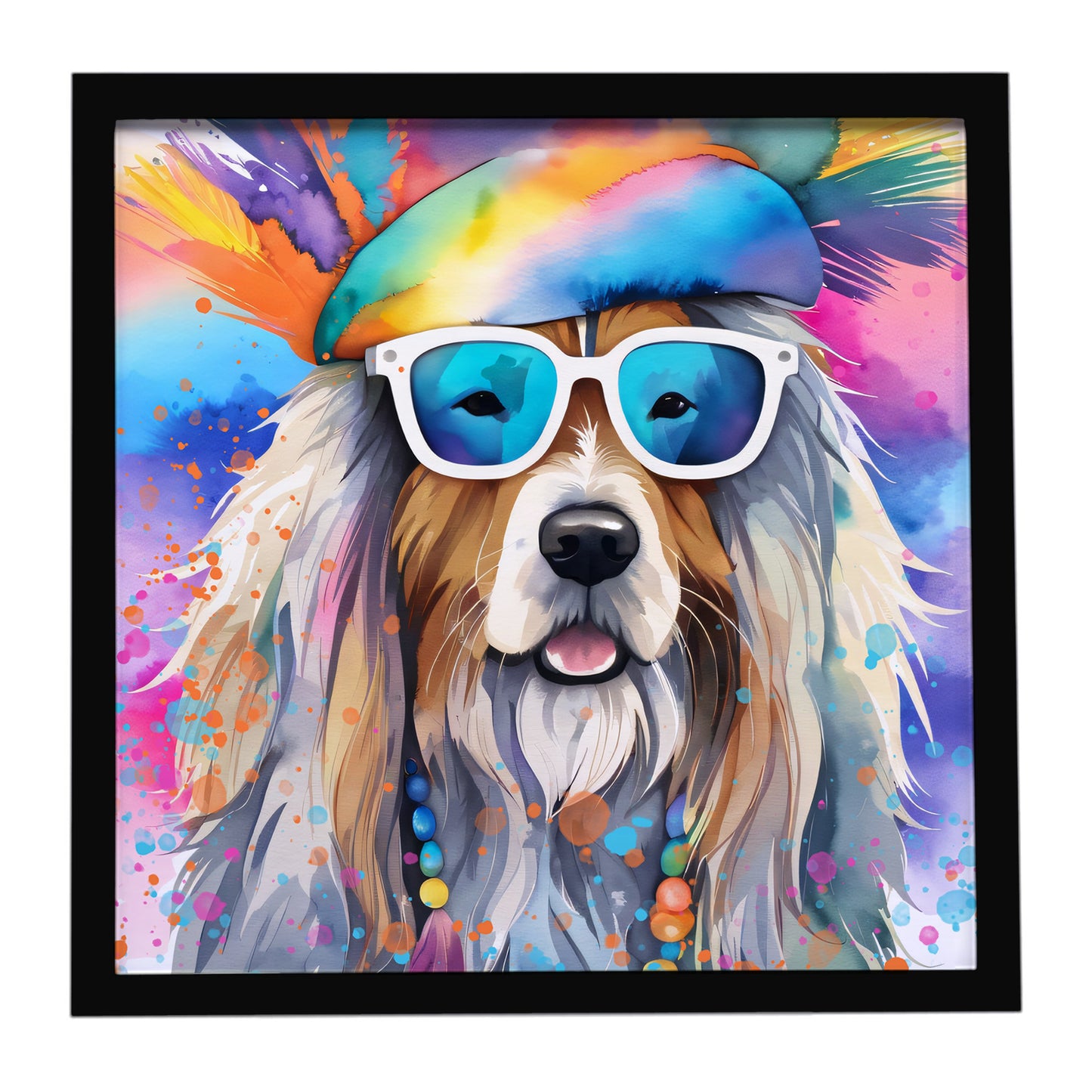 Buy this Bearded Collie Hippie Dawg Framed Metal Print