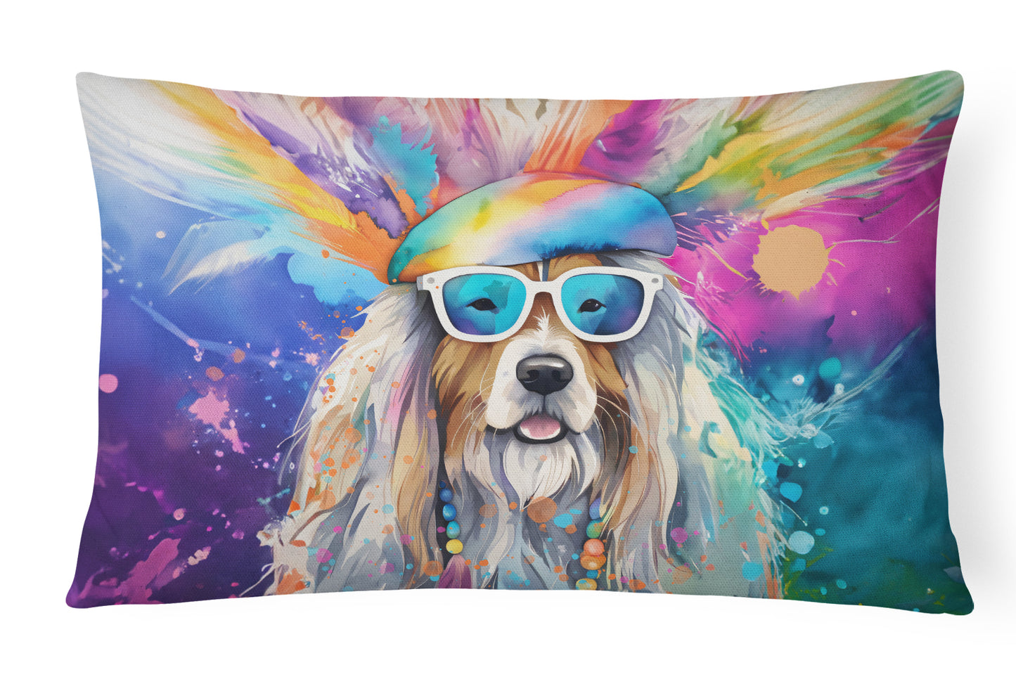 Buy this Bearded Collie Hippie Dawg Throw Pillow