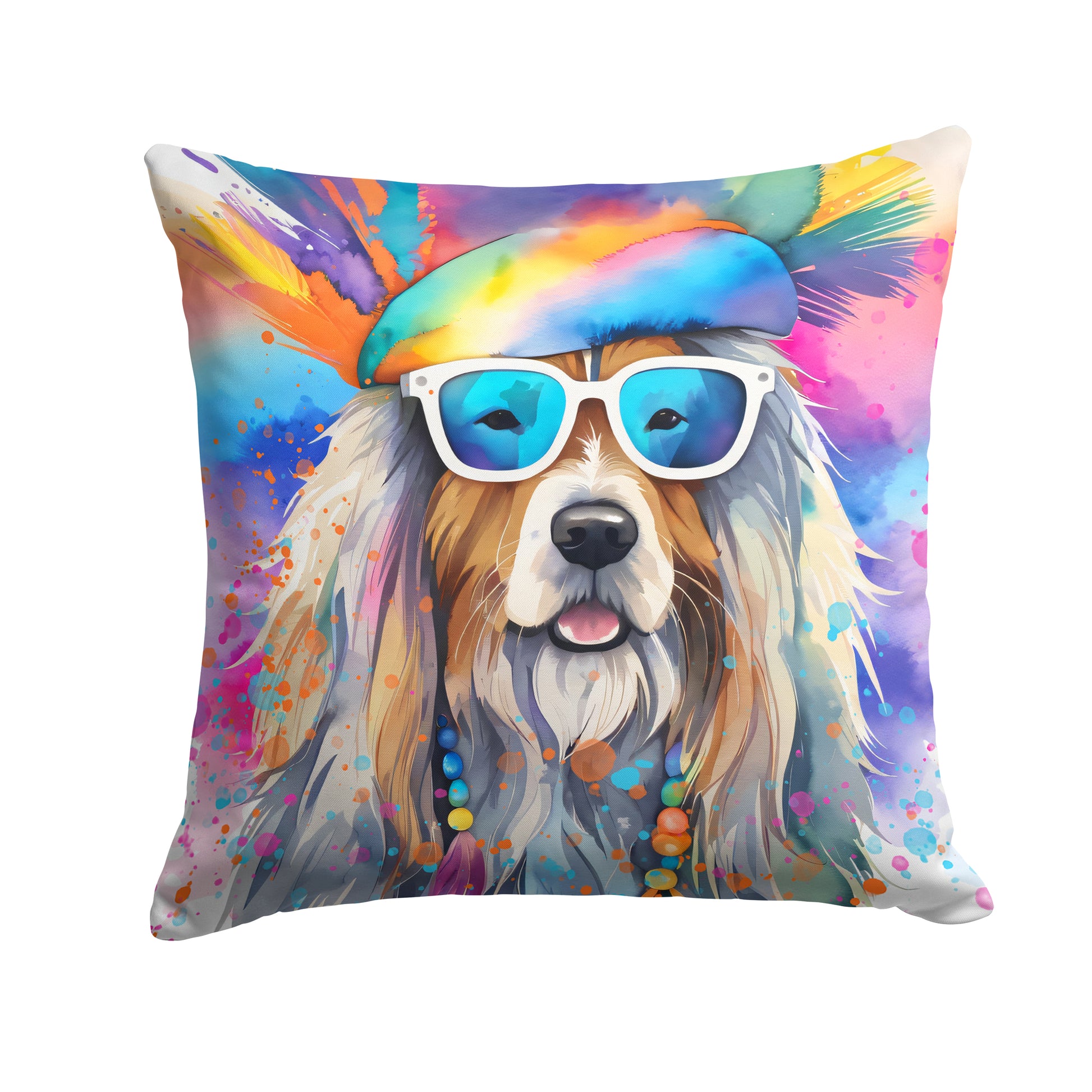 Buy this Bearded Collie Hippie Dawg Throw Pillow