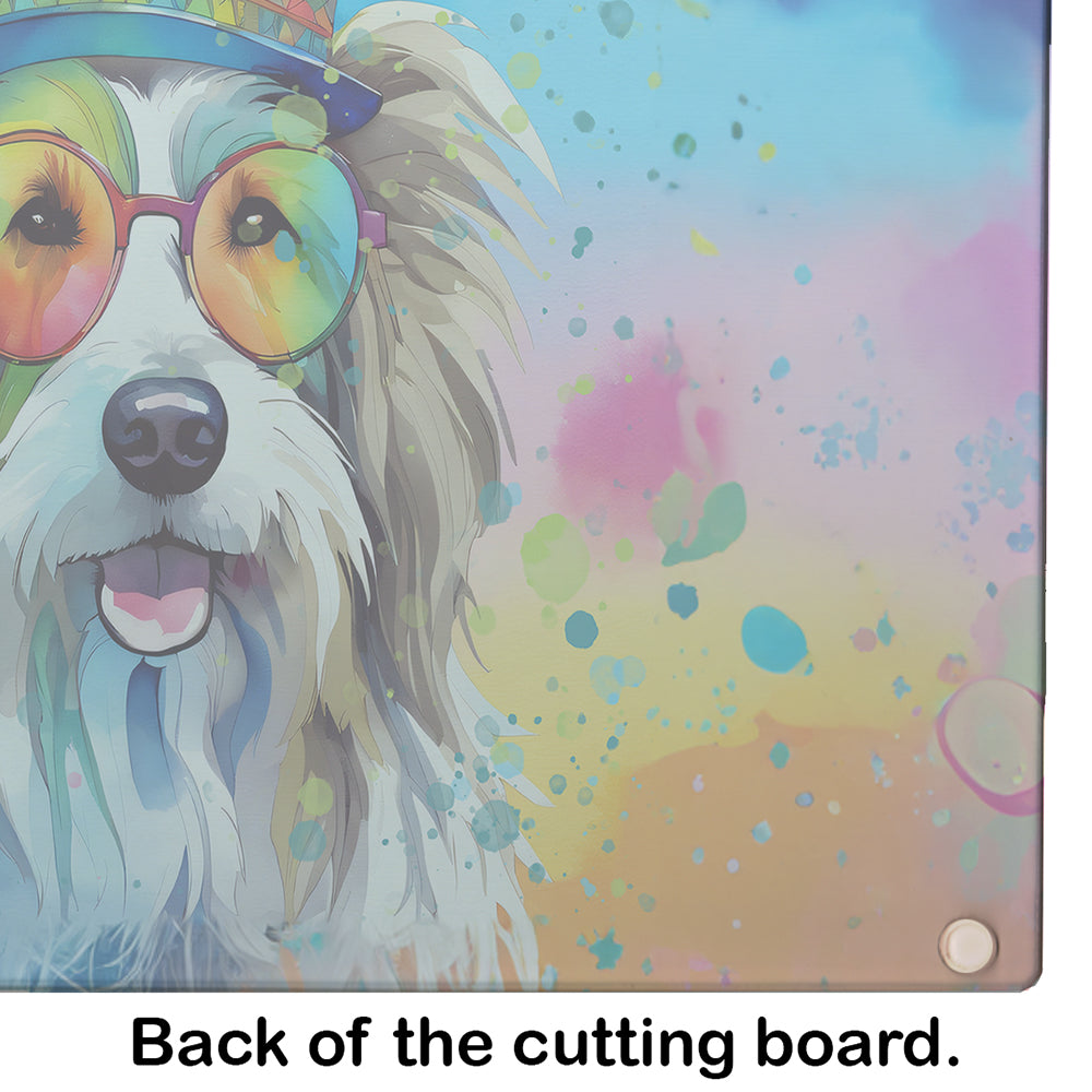 Bearded Collie Hippie Dawg Glass Cutting Board