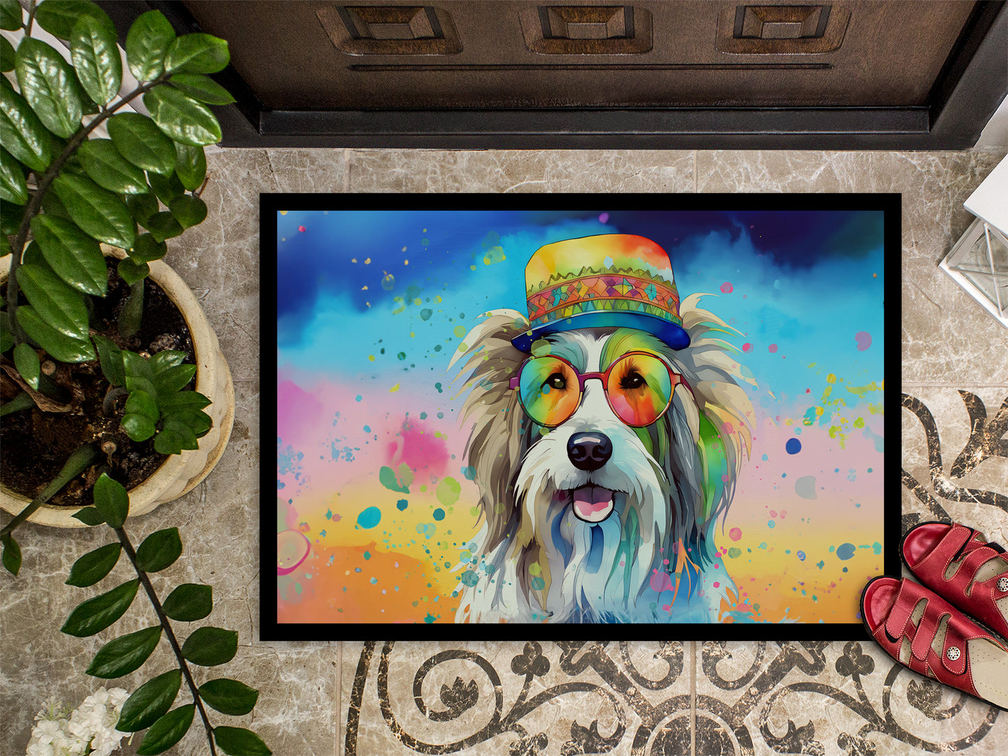 Bearded Collie Hippie Dawg Doormat