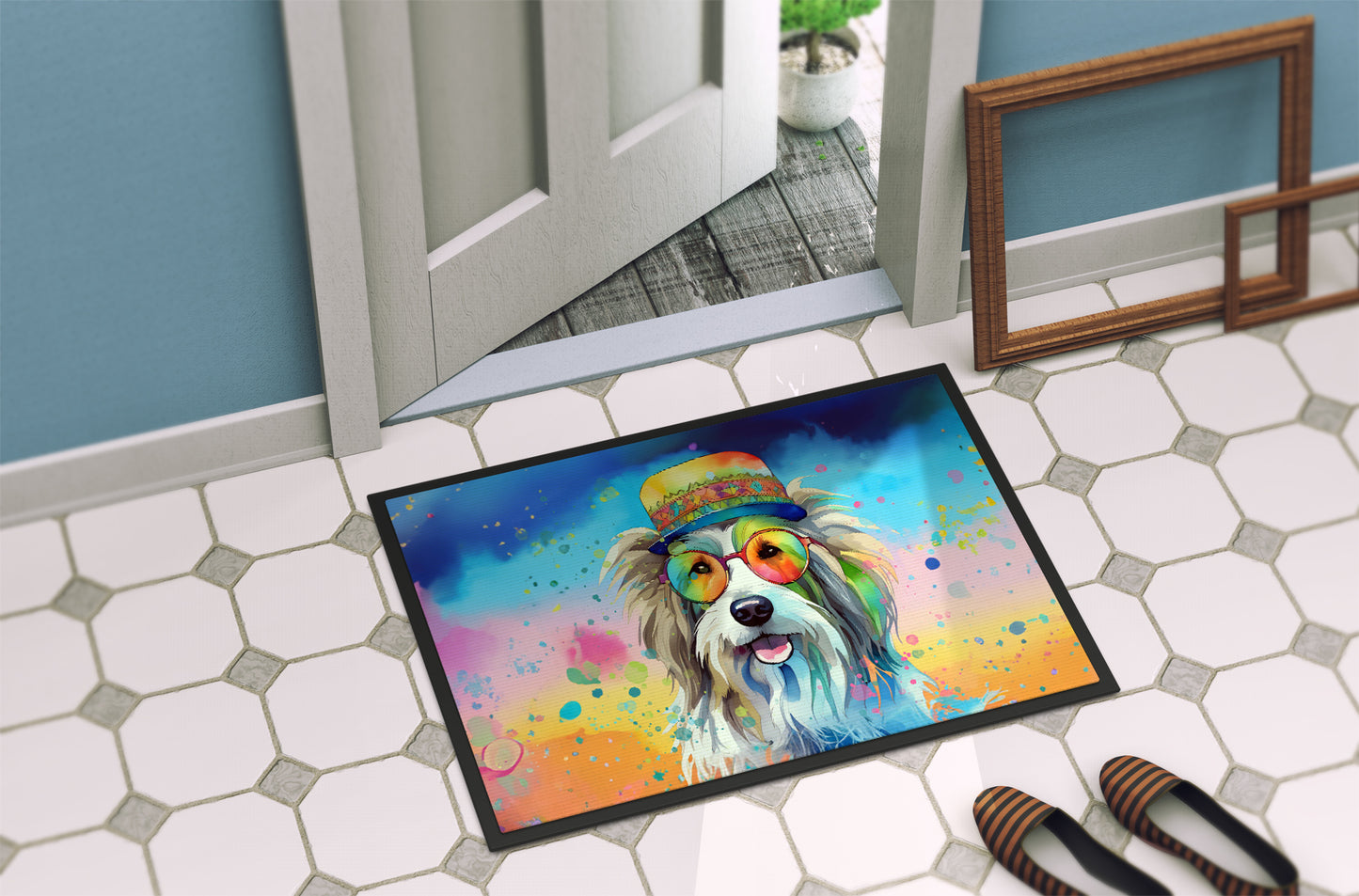 Bearded Collie Hippie Dawg Doormat