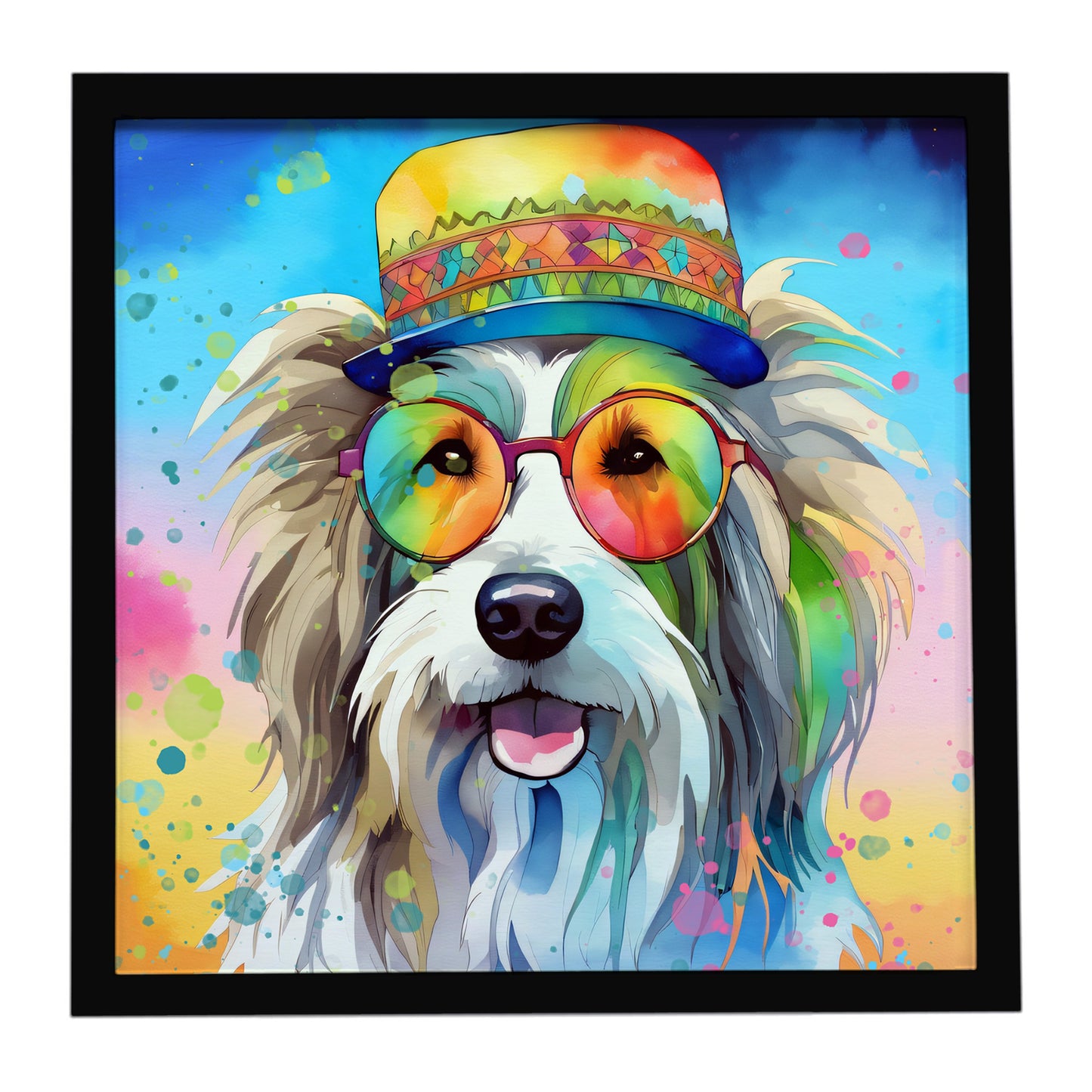 Buy this Bearded Collie Hippie Dawg Framed Metal Print