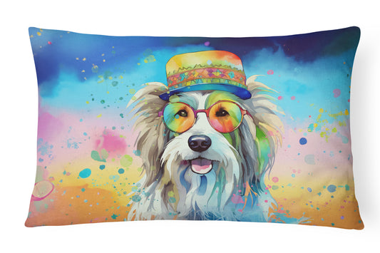 Buy this Bearded Collie Hippie Dawg Throw Pillow