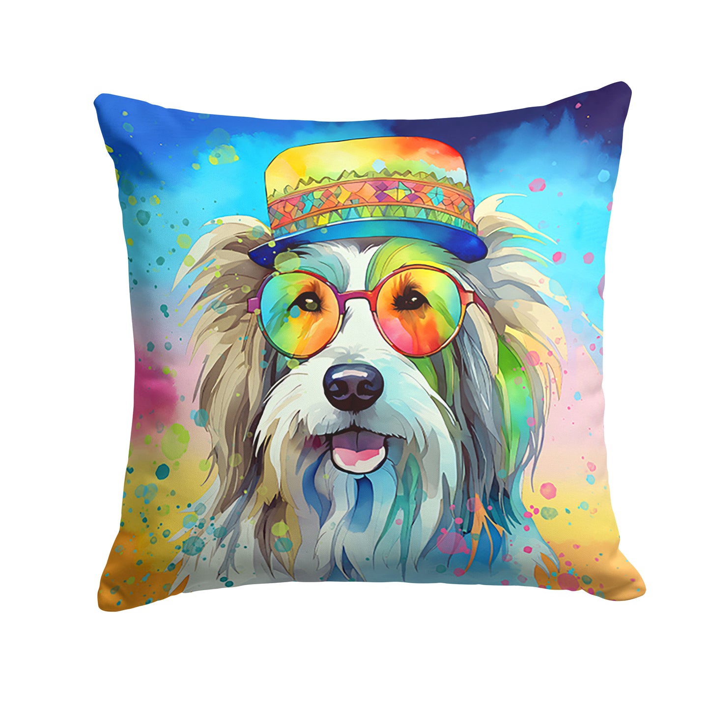 Buy this Bearded Collie Hippie Dawg Throw Pillow