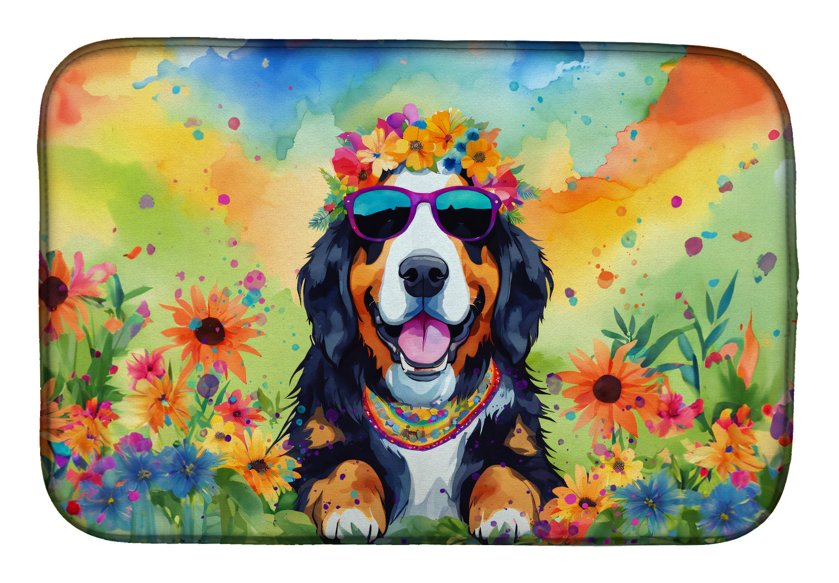 Buy this Bernese Mountain Dog Hippie Dawg Dish Drying Mat