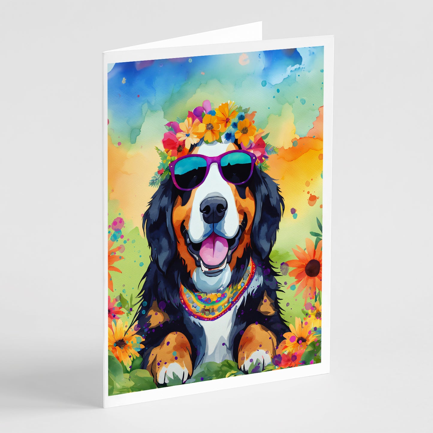 Buy this Bernese Mountain Dog Hippie Dawg Greeting Cards Pack of 8