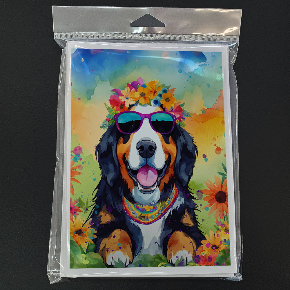 Bernese Mountain Dog Hippie Dawg Greeting Cards Pack of 8