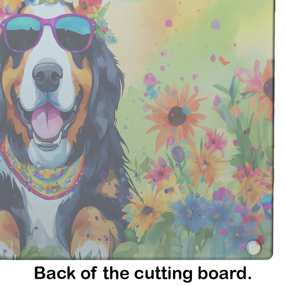 Bernese Mountain Dog Hippie Dawg Glass Cutting Board