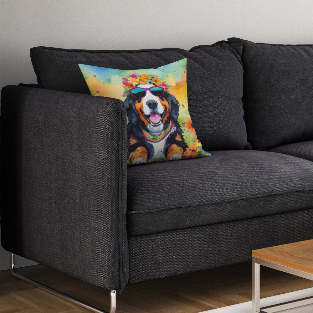 Bernese Mountain Dog Hippie Dawg Throw Pillow