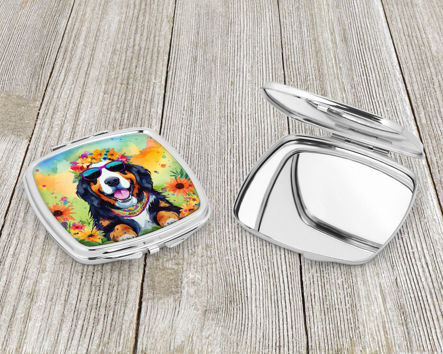 Bernese Mountain Dog Hippie Dawg Compact Mirror