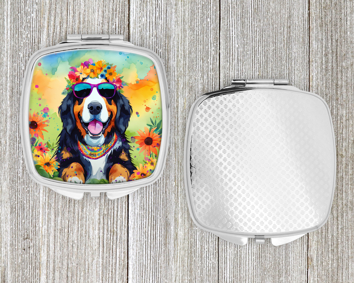 Bernese Mountain Dog Hippie Dawg Compact Mirror