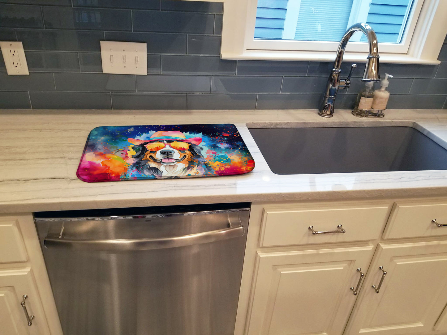 Bernese Mountain Dog Hippie Dawg Dish Drying Mat