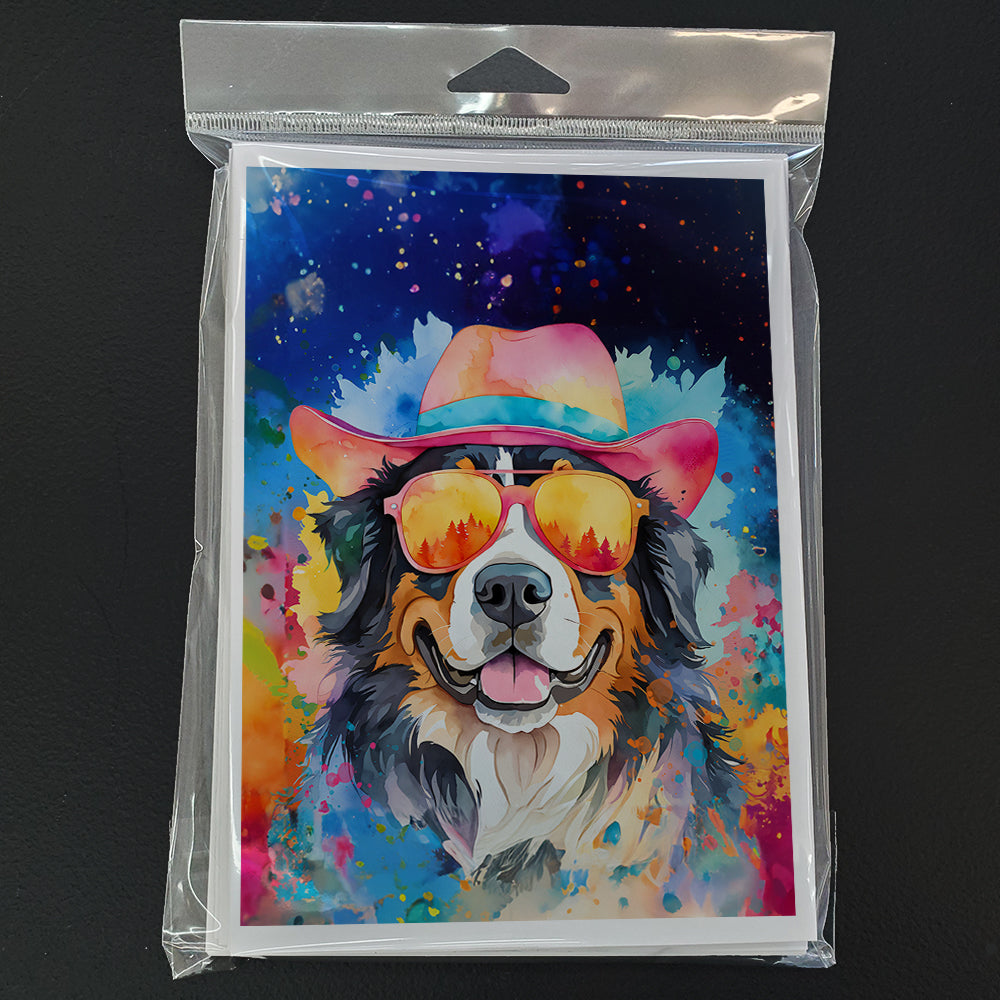 Bernese Mountain Dog Hippie Dawg Greeting Cards Pack of 8