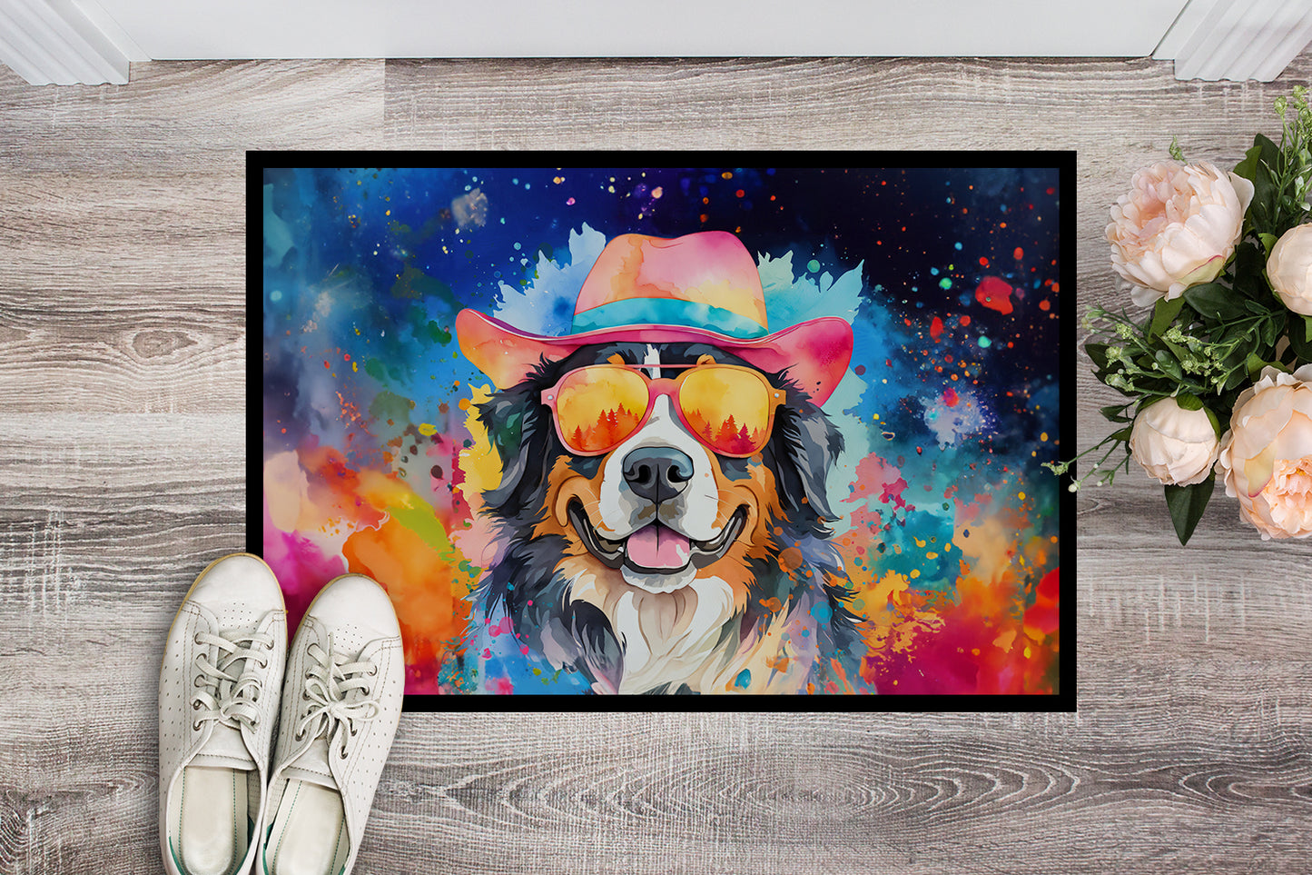 Bernese Mountain Dog Hippie Dawg Doormat