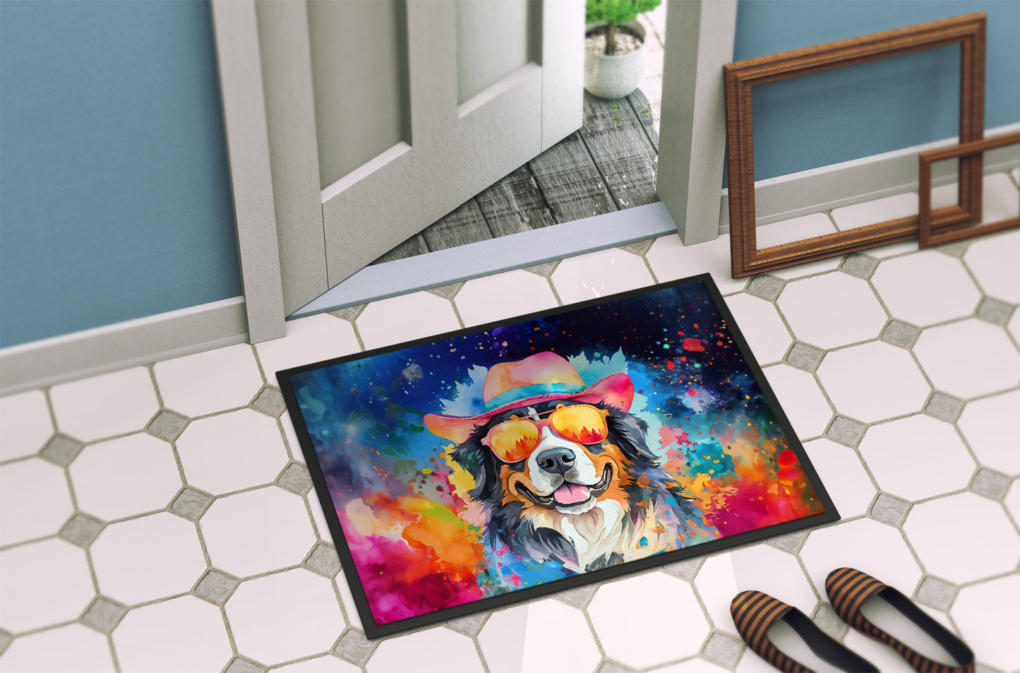 Bernese Mountain Dog Hippie Dawg Doormat