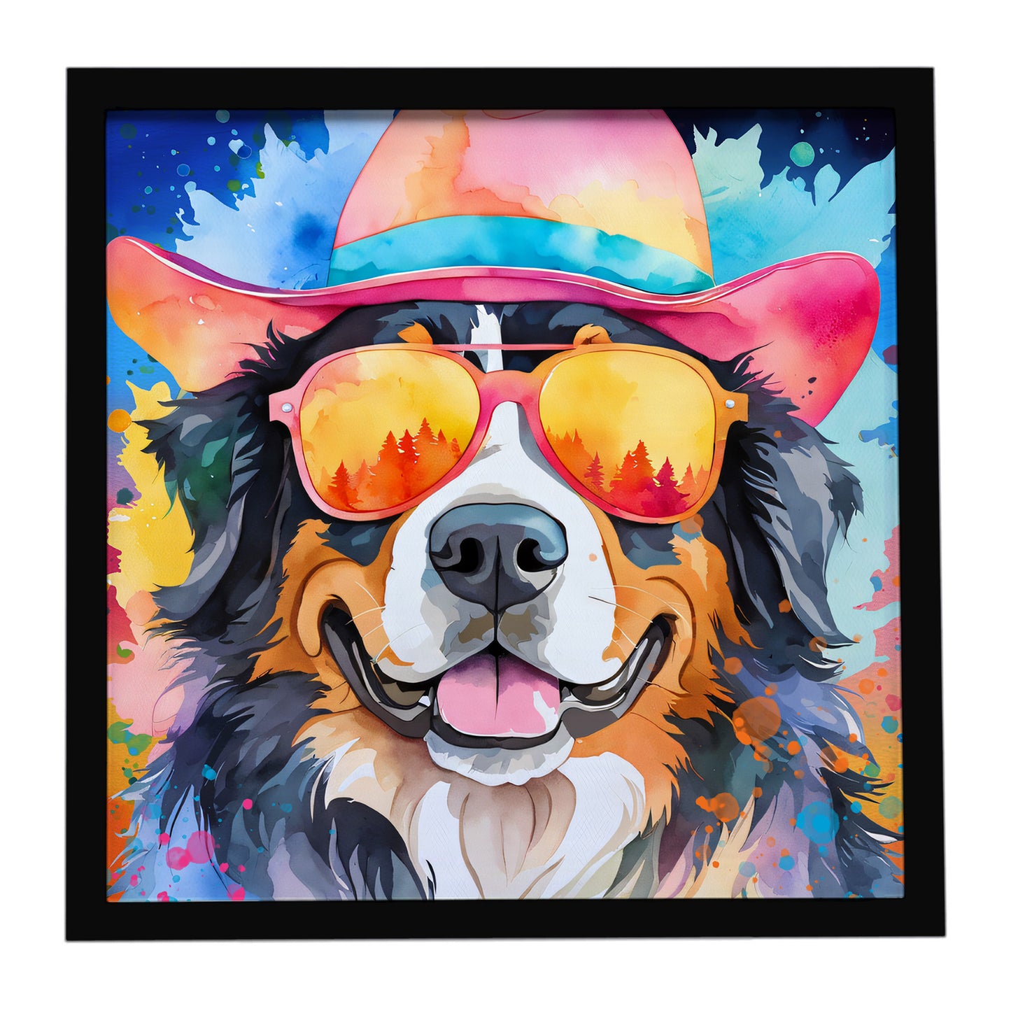Buy this Bernese Mountain Dog Hippie Dawg Framed Metal Print
