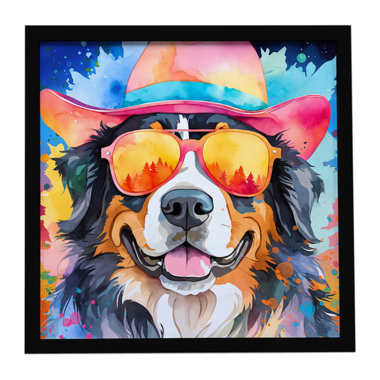 Buy this Bernese Mountain Dog Hippie Dawg Framed Metal Print