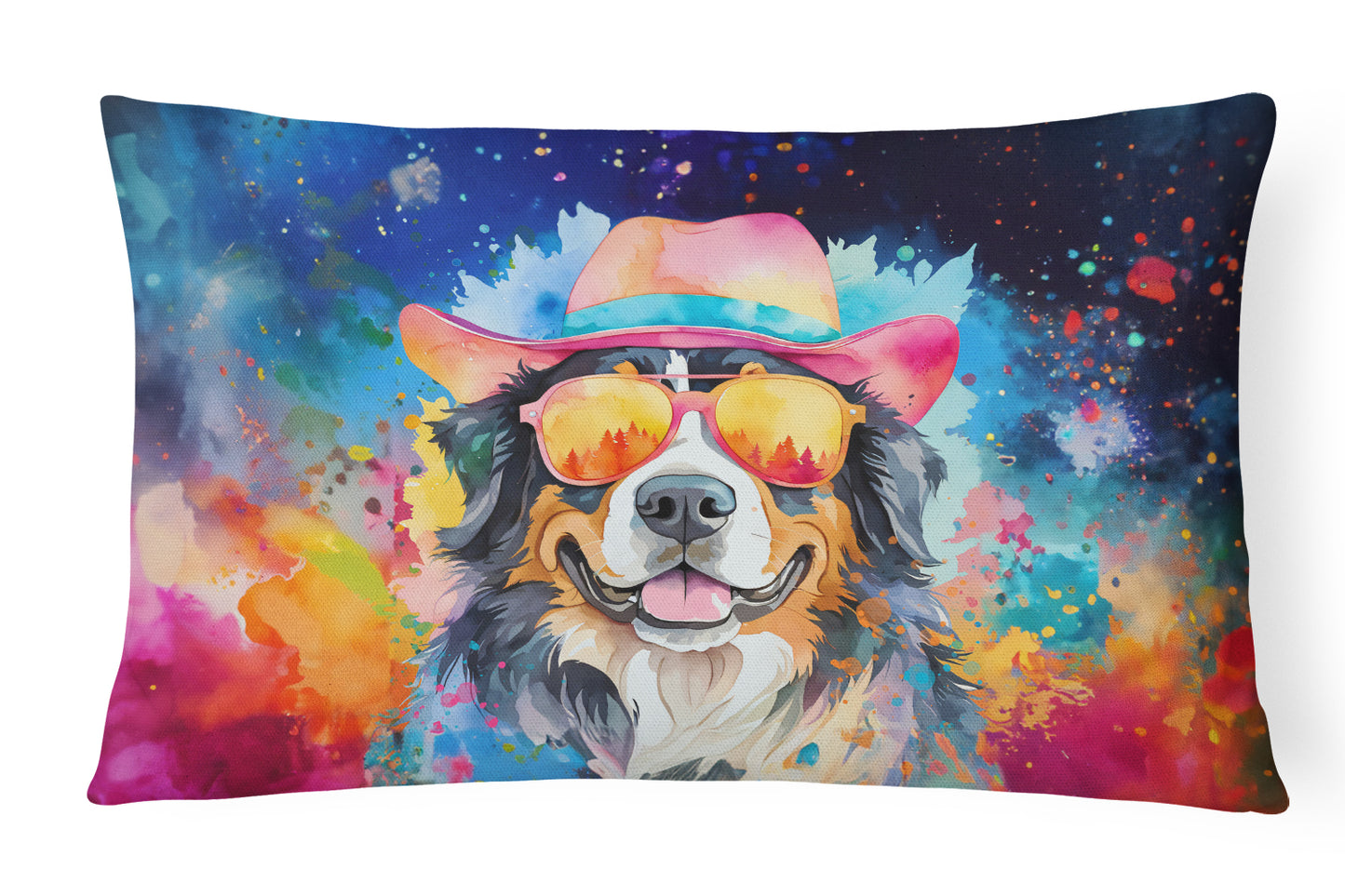 Buy this Bernese Mountain Dog Hippie Dawg Throw Pillow